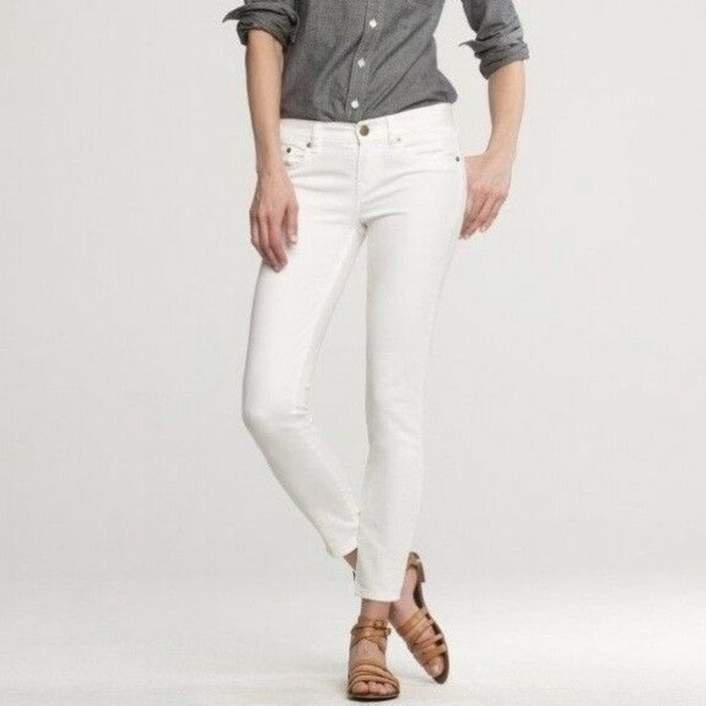 J Crew Toothpick Crop White Jeans